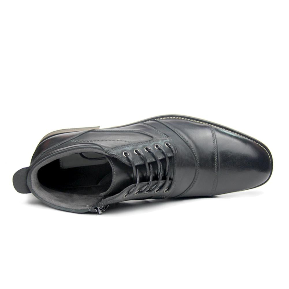 Men's Leather Dress Boots With Zipper