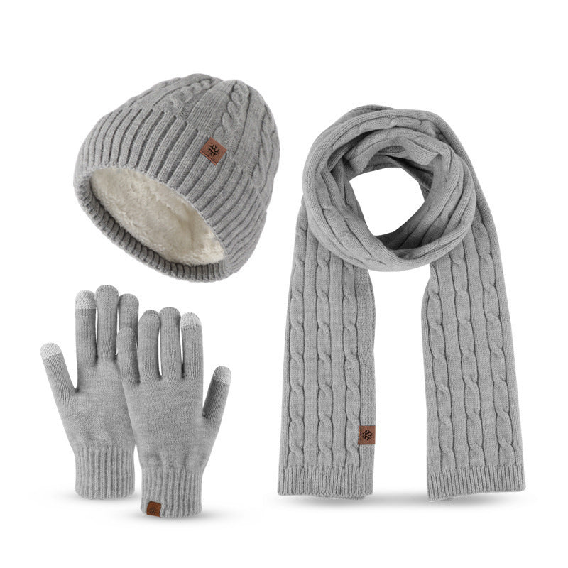 Winter Warm Hats Scarf for Men with Gloves Set