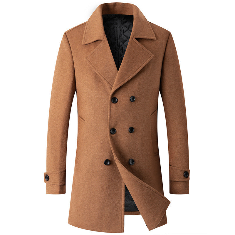 Men's Classic Double Breasted Wool Blend Pea Coat