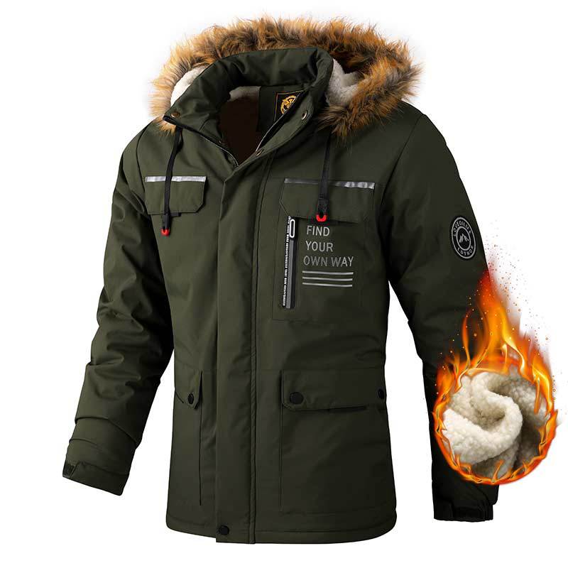 Men's Winter Inner Fleece Waterproof Hooded Jacket