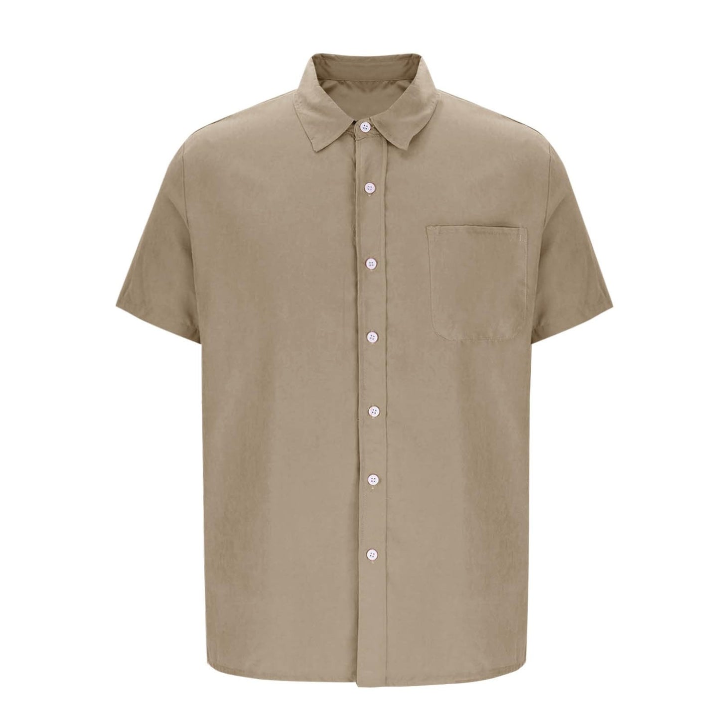 Men's Casual Solid Color Short Sleeves Work Shirt