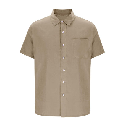 Men's Casual Solid Color Short Sleeves Work Shirt