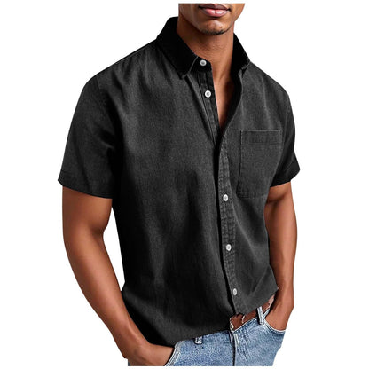 Men's Casual Solid Color Short Sleeves Work Shirt
