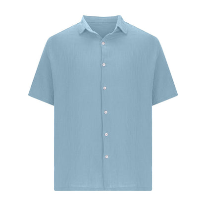 Men's Premium Loose Waffle Lapel Collar 100% Cotton Shirt