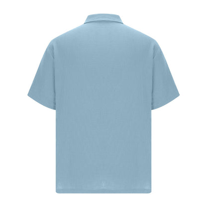 Men's Premium Loose Waffle Lapel Collar 100% Cotton Shirt