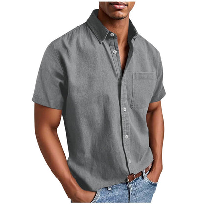 Men's Casual Solid Color Short Sleeves Work Shirt