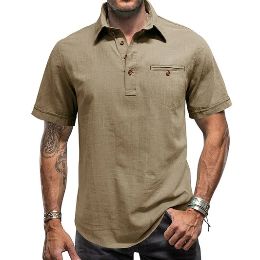 Men's Cotton Linen Business Casual Work Shirt
