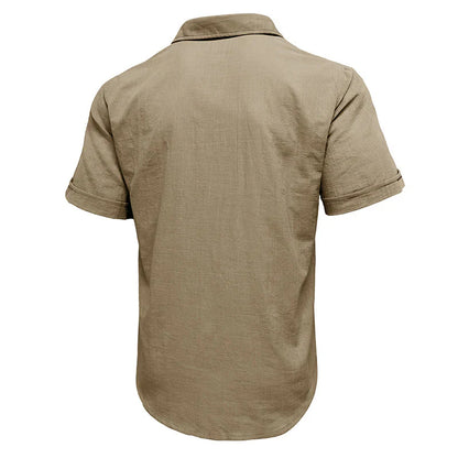 Men's Cotton Linen Business Casual Work Shirt