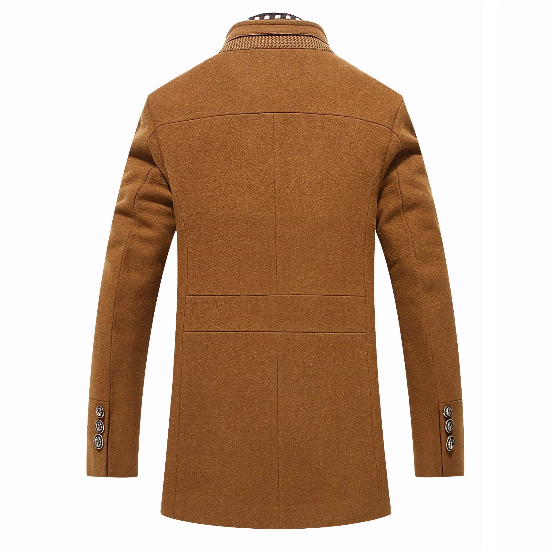 Men's Business Stand Collar Detachable Scarf Wool Coat