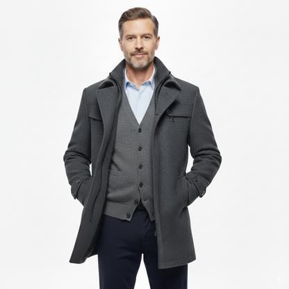 Men's British Double Layered Wool Blend Coat