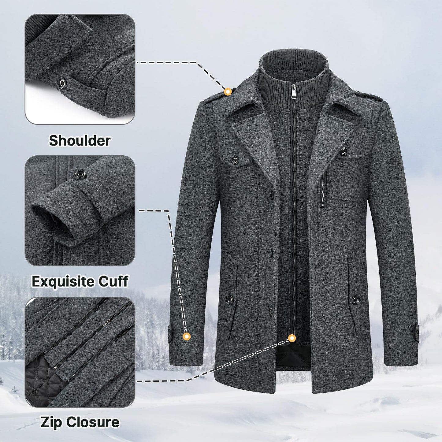 Men's Premium Winter Thick Double-Layer Wool Coat