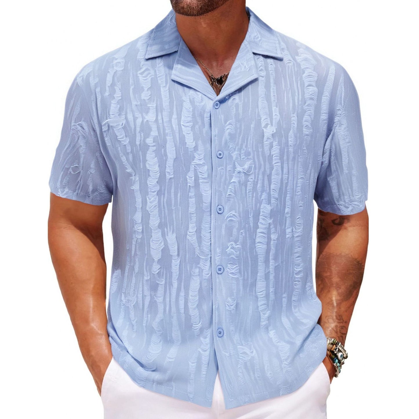 Men's Comfort Fit Breathable Textured Beach Shirt