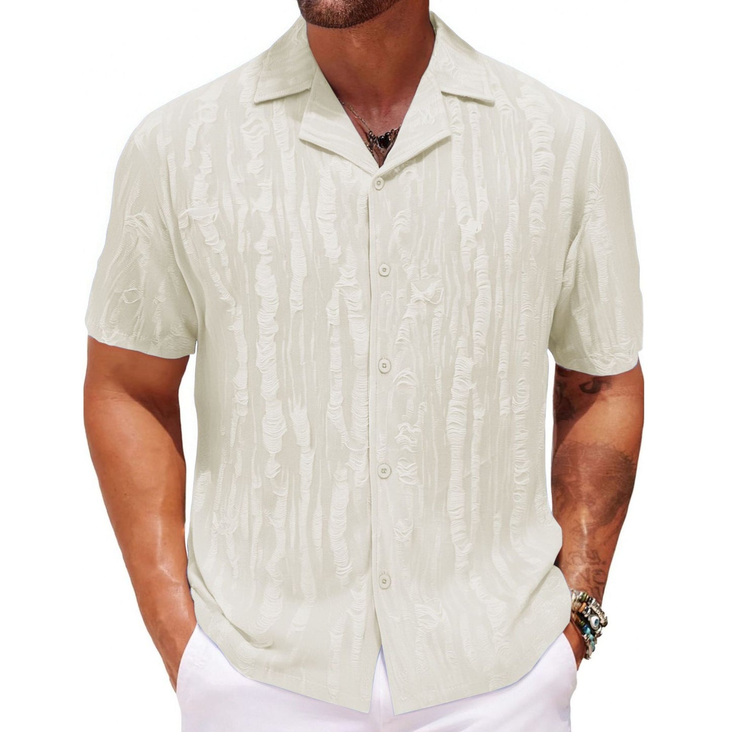 Men's Comfort Fit Breathable Textured Beach Shirt