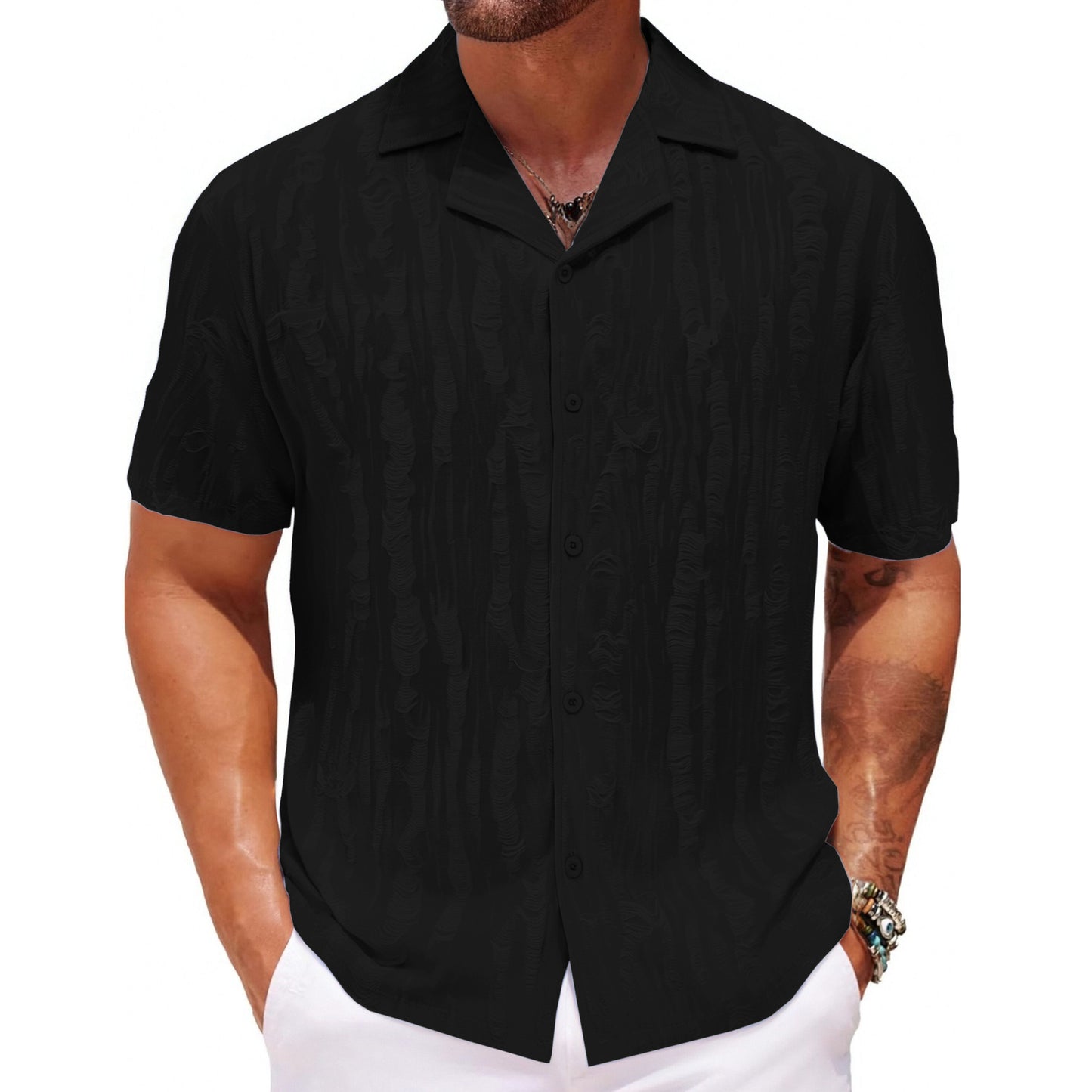 Men's Comfort Fit Breathable Textured Beach Shirt