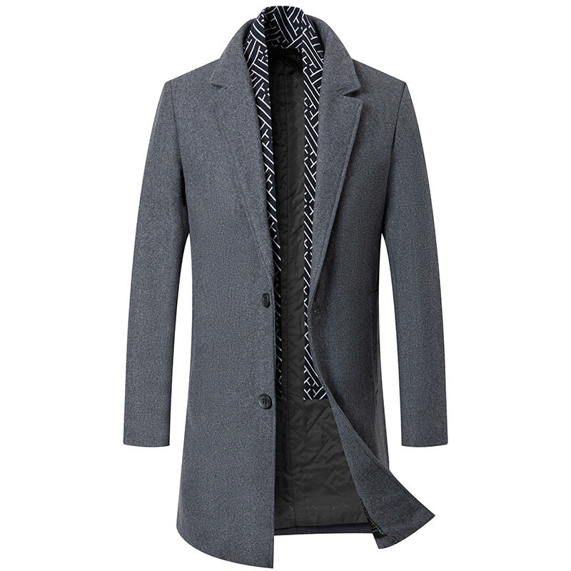 Men's Premium Slim Fit Wool Coat With Scarf