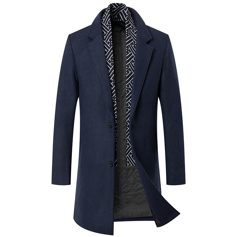 Men's Premium Slim Fit Wool Coat With Scarf