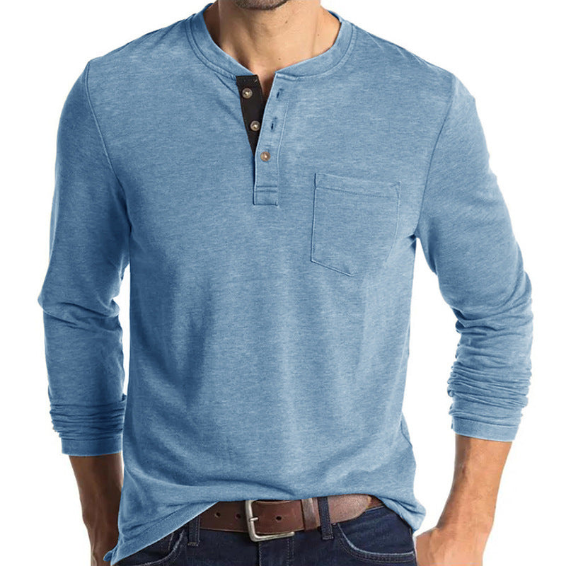 Mens Fashion Casual Henley Long Sleeve Shirts