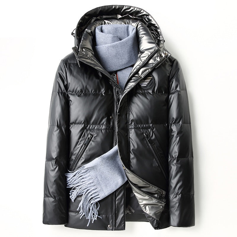 Men's Premium Thick Hooded Down Jacket With Scarf