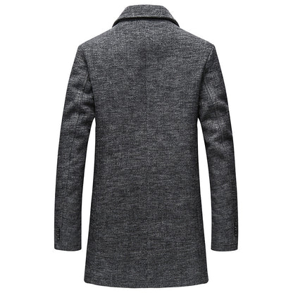 Men's Business Casual Slim Fit Scarf Wool Coat
