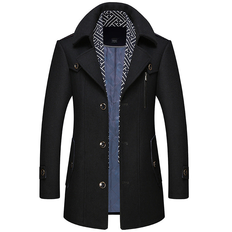 Men's Classic Slim Fit Wool Coat With Scarf