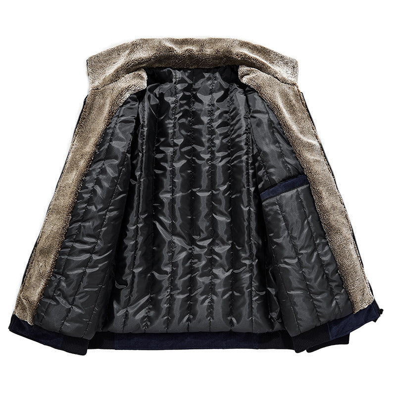 Men's Winter Corduroy Jacket With Fur Collar