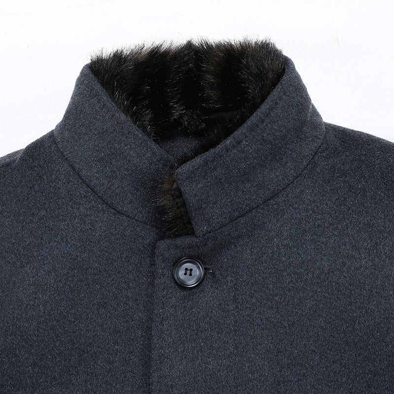 Winter Thicken Detachable Duck Down Lining Wool Coat