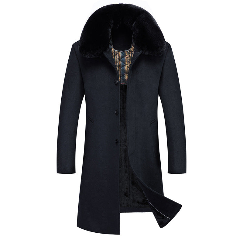 Business Detachable Fur Collar Wool Coat