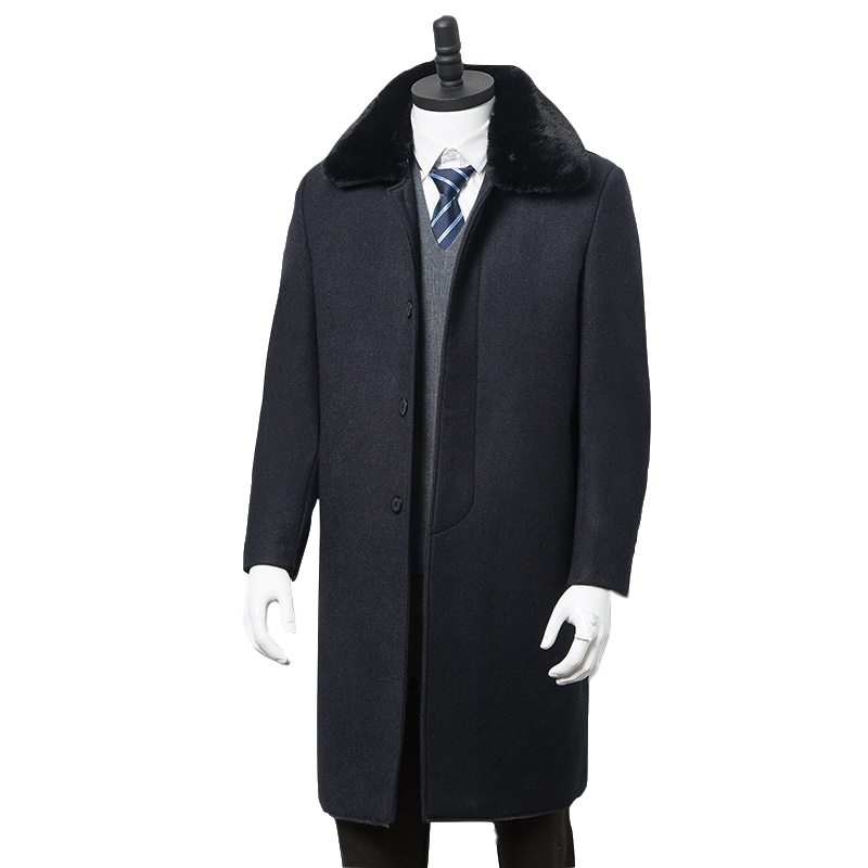 Business Detachable Fur Collar Wool Coat