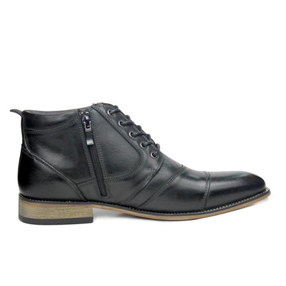 Men's Leather Dress Boots With Zipper