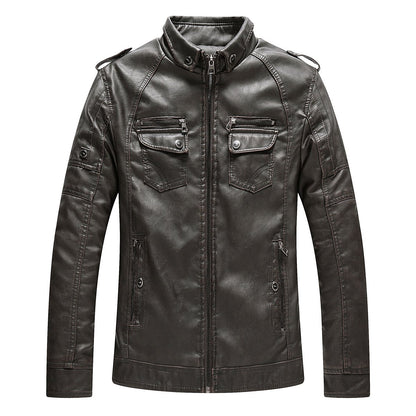 Men's Classic Warm Leather Jacket With Flannel#1688