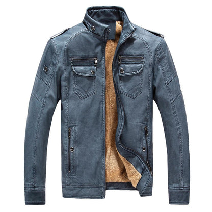 Men's Classic Warm Leather Jacket With Flannel#1688
