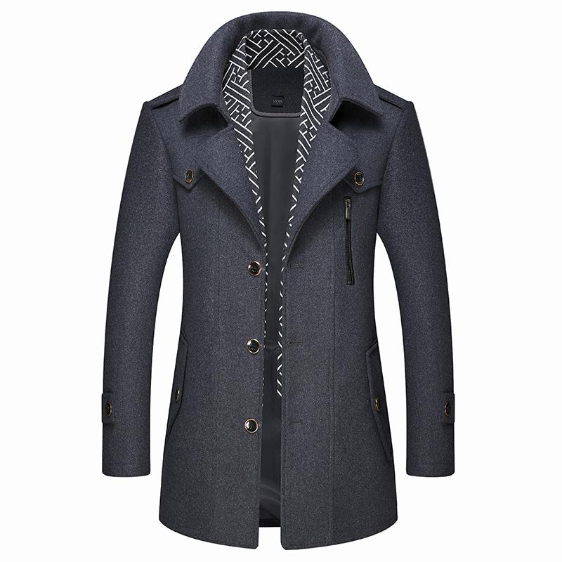 Men's Classic Slim Fit Wool Coat With Scarf