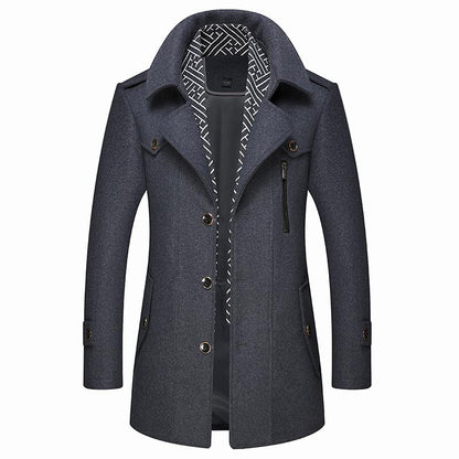 Men's Classic Slim Fit Wool Coat With Scarf