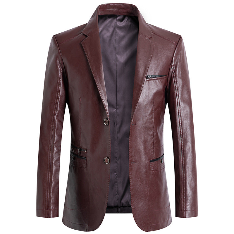 Top Men's Casual Slim Leather Jacket