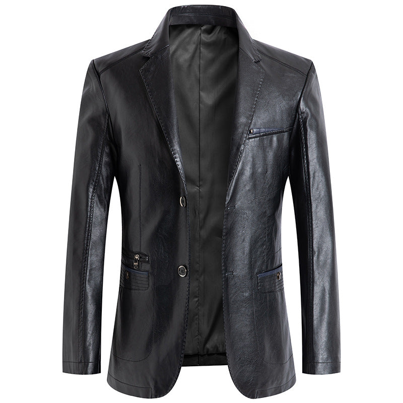 Top Men's Casual Slim Leather Jacket